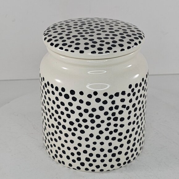 Thyme & Table Polka Dot Stoneware Jar W/ Lid Dishwasher Safe 4.5" - Picture 3 of 8